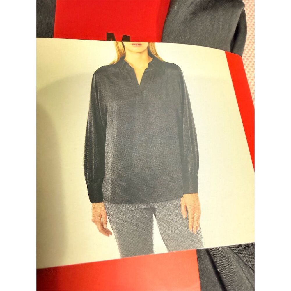 2/20 Banana Republic Women's Black Satin Long Sleeve Pullover Top Size M soft